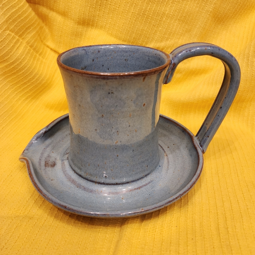 Bacon Cooker Hand Made Pottery Blue microwave use